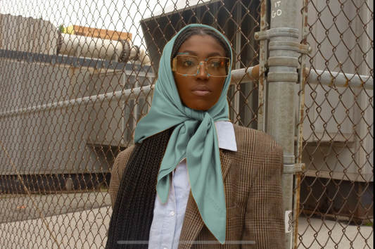 Bounced Luxe Silk Headscarf - Ocean Mist (New Arrival)